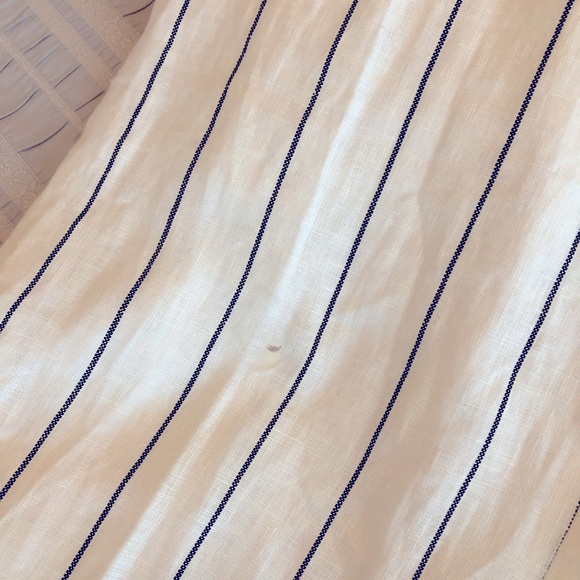 Cream 100% Linen Wide leg pant with black stripe - Picture 10 of 10